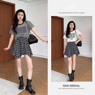 减龄短袖 夏季 洋气宽松休闲时尚 韩版 上衣短裙两件套 穿搭女2025新款