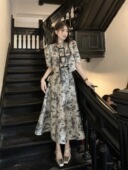 高腰显瘦半身裙两件套装 大码 立领提花盘扣短款 上衣女夏季 女装 韩版