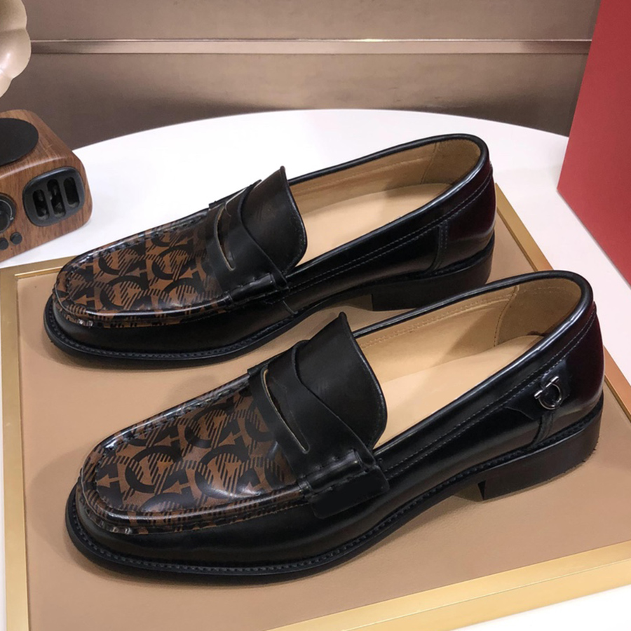 邦家尼一脚蹬印花皮鞋套脚男