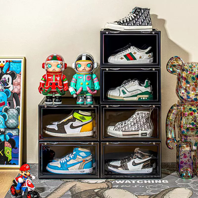 RMAX透明侧开鞋盒AJ球鞋展示亚克力磁吸收纳盒子塑料鞋柜防尘鞋墙