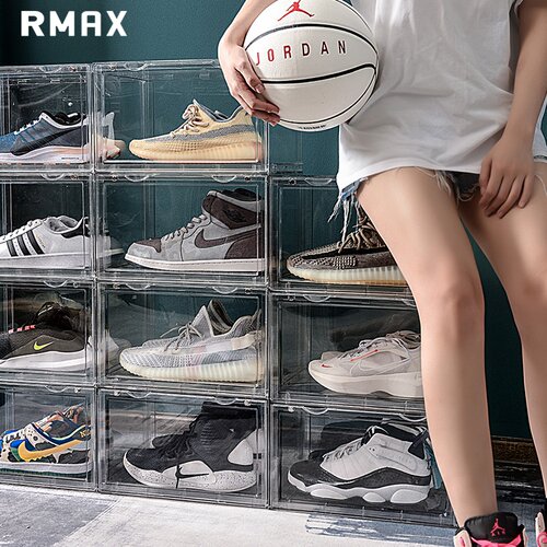 RMAX鞋盒全透明磁吸加厚塑料球鞋防氧化鞋子收纳盒网红展示鞋柜架