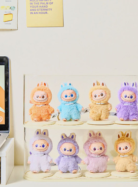 RMAX四代labubu拉布布心底密码透明展示盒收纳罩盲盒手办桌面柜架