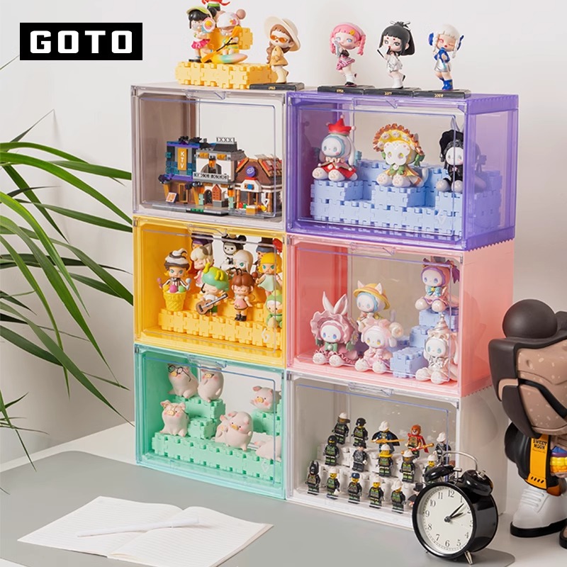 GOTO创意积木隔板DIY展示手办盲盒创意拼接颗粒零件玩具收纳隔层