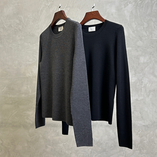 百搭 JCLP精纺100%羊毛针织打底衫 纯羊毛小圆领羊毛衫毛衣打底