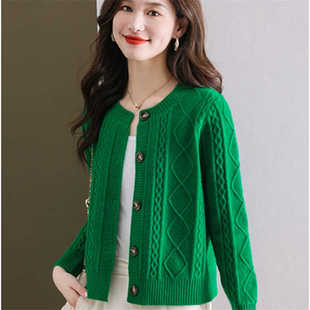 鄂尔多斯市高腰短款毛衣外套女小个子针织开衫配裙子羊毛衫小外搭