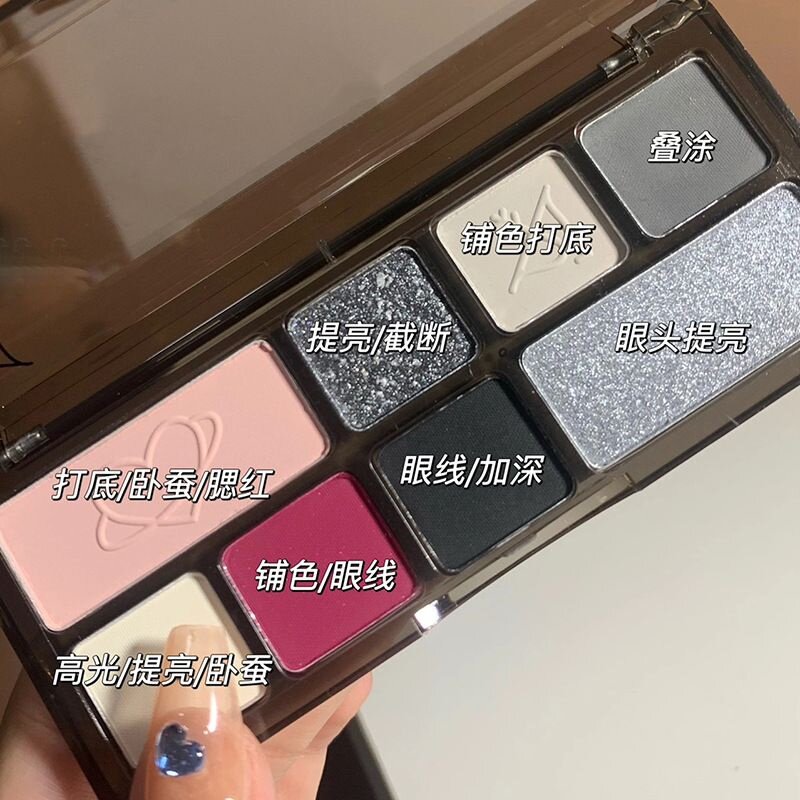 嘿心动玫眼影黑色哑光烟熏妆修容彩妆盘眼影盘套装学生朋克初学