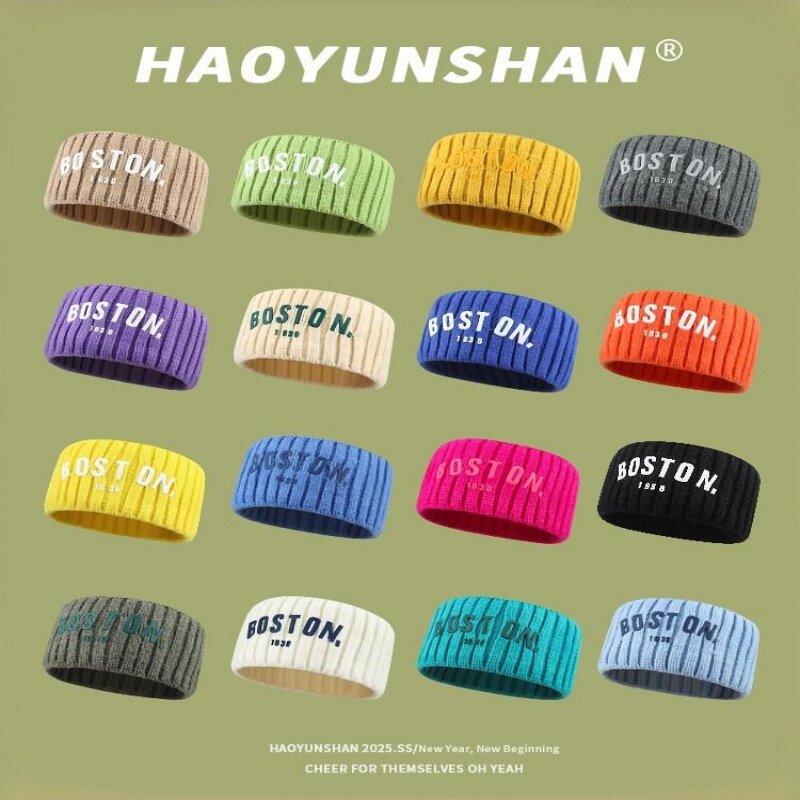 英国NTYUK字母针织运动发带女吸汗跑步头带宽边瑜伽头巾发箍