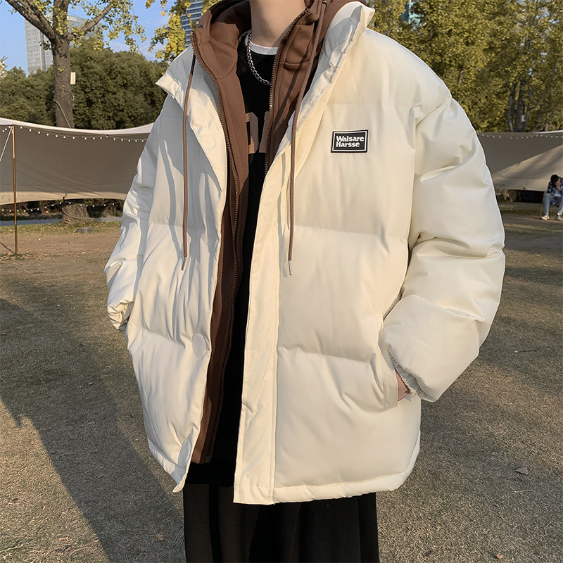 FAKE TWO HOODED COTTON JACKET MENS JACKET WINTER 2022 NEW FLEECE THICKENED TREND LOOSE COTTON JACKET MENS COTTON JACKET