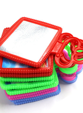 方形红色镜子长方红镜单面玻璃镜老式壁挂式镜桌面宿舍结婚小镜子