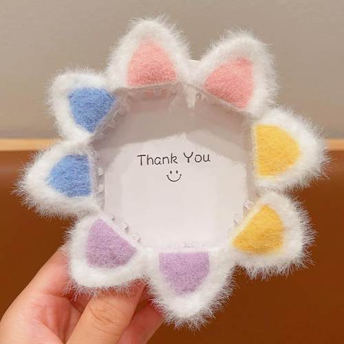 韩版可爱猫耳朵毛绒发夹女童2025新款侧边刘海对夹小抓夹儿童头饰