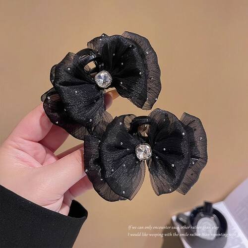 满天星绢纱泡泡抓夹女夏天发量少发夹半扎马尾发卡夹子小号鲨夹