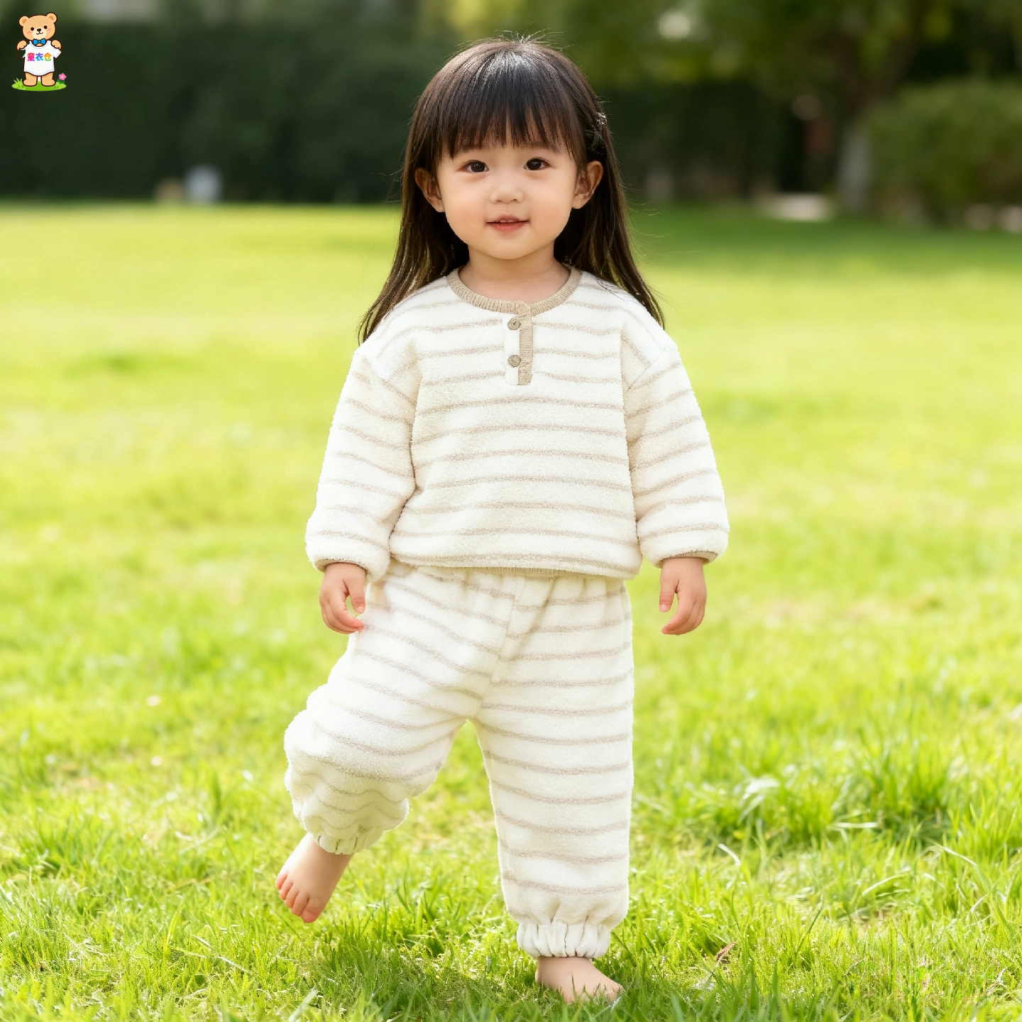 儿童米粒绒家居服套装2026新款女童卡通睡衣睡裤两件套男童冬装潮