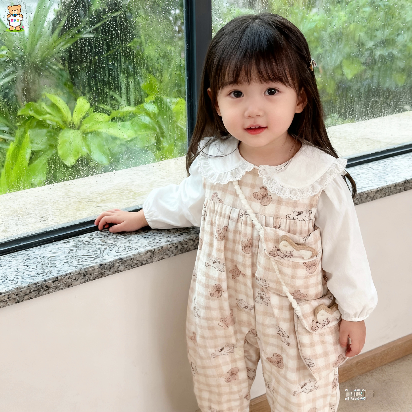 宝宝秋季洋气打底衫背带裤女宝早秋穿搭超萌上衣裤子婴儿秋季套装