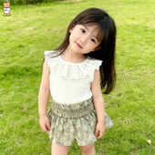 薄款 女童背心上衣蕾丝花边女宝宝夏季 洋气百搭t恤 新款 2026夏装