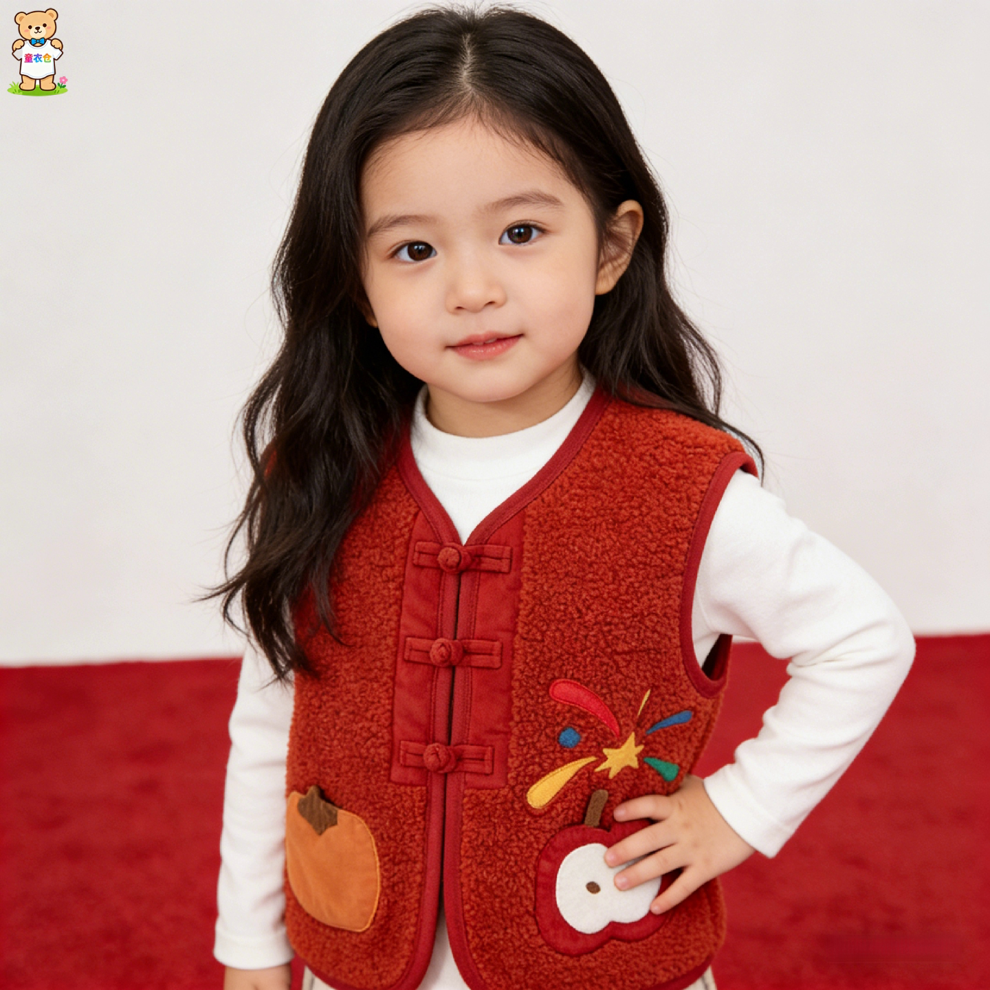 儿童拜年服男童女童冬季马甲宝宝新年坎肩婴儿喜庆童装衣服