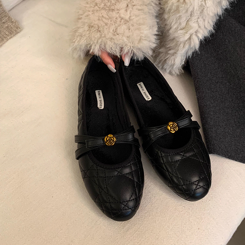 法式小香风玛丽珍单鞋女2025年秋冬黑色通勤鞋芭蕾舞蹈鞋女鞋