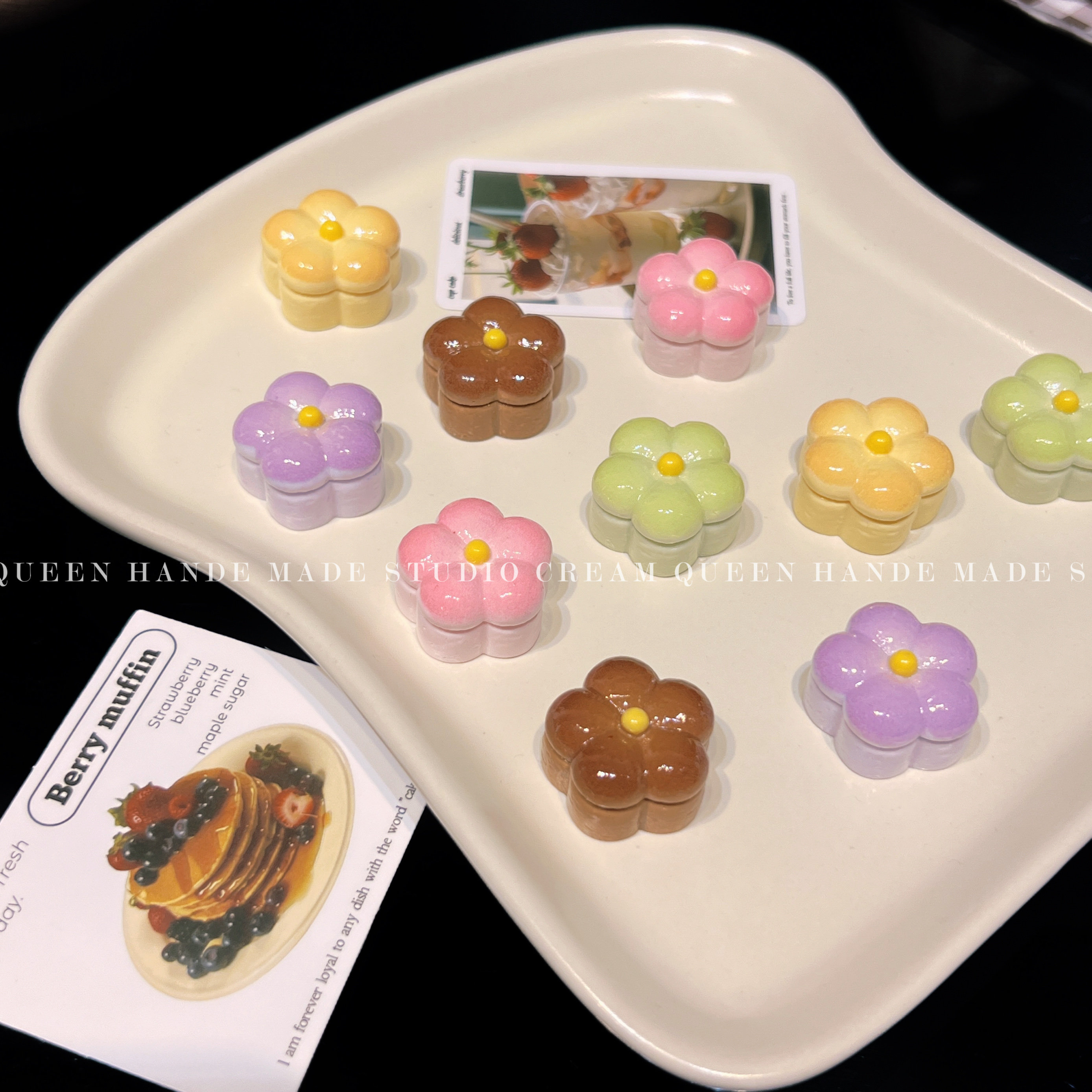 奶油皇后creamqueen可爱五瓣花蛋糕食玩滴胶奶油胶点缀手工装饰品
