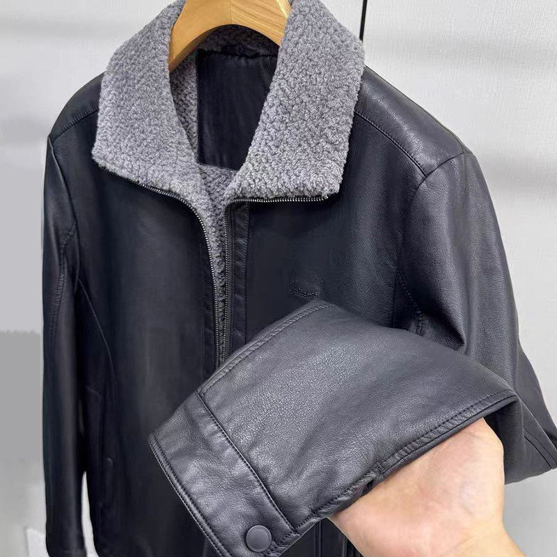 品牌撒柜男装新款男士秋冬季翻领毛绒内里保暖休闲夹克外套皮茄克,男装,夹克,淘宝优惠券,粉丝福利购,淘宝优惠卷