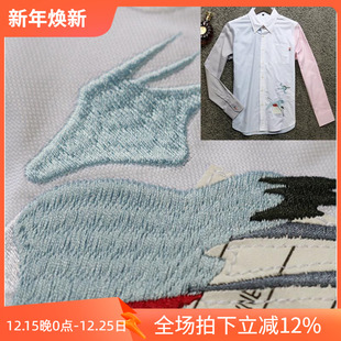 拼接色仙鹤刺绣潮流炫酷男士 衬衣72063 长袖 男式 P70 衬衫 3折秋季