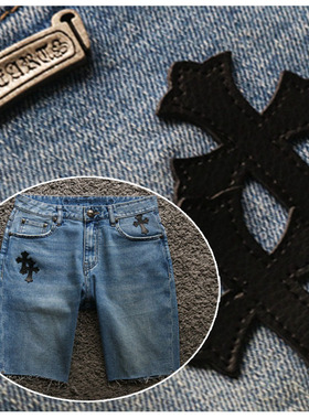 3折夏季薄款欧美复古做旧水洗薄款弹性男士牛仔短裤21253