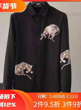 3折秋季进口天丝氨纶混纺弹性舒适时尚黑色男衬衫82526 P85