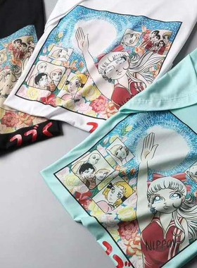 2折夏季凉爽美少女卡通动漫进口丝光长绒棉圆领短袖91186  p35