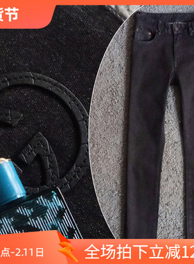 2折进口原色丹宁黑商务客供弹性修身黑色百搭男士牛仔裤21266 p65