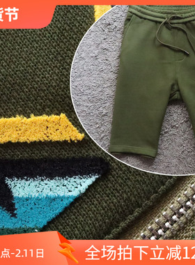 6折2025夏季螺纹纯棉透气吸汗精美植绒图案军绿男士休闲短裤k2232