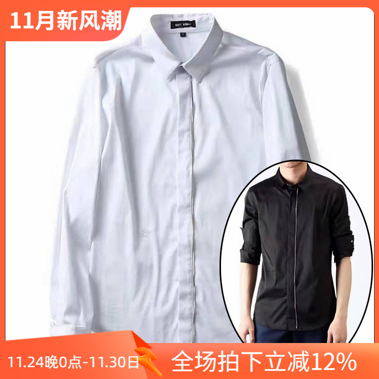 秋季简约百搭男士衬衫衬衣