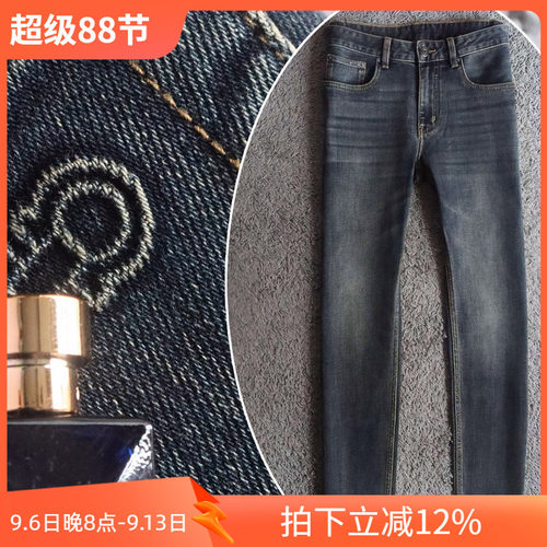 5折春季厚款进口复古水洗面料弹性修身男士休闲牛仔裤 25941