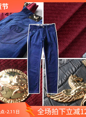 镇店之宝2折秋季客供弹性丝绒字母刺绣男修身休闲裤 22520 P45