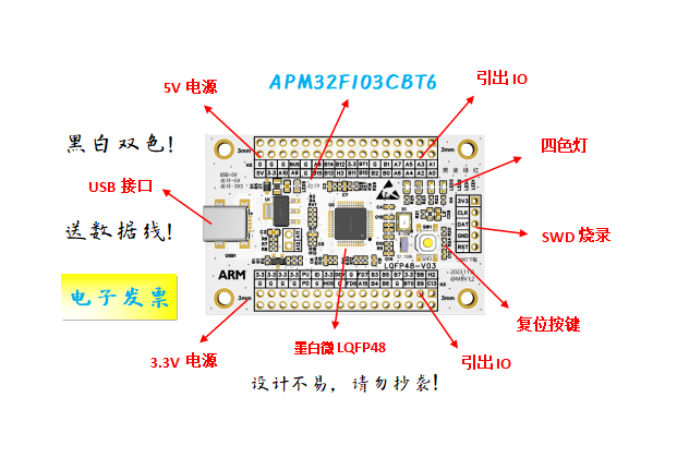 APM32F103CBT6核心板APM32F103CBT6开发板APM32F103CBT6系统板
