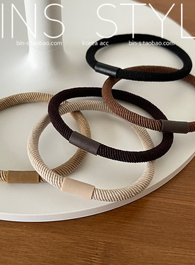 韩式百搭基础好用皮筋棕色系大地色斜纹扎发头绳打底学生发圈发饰
