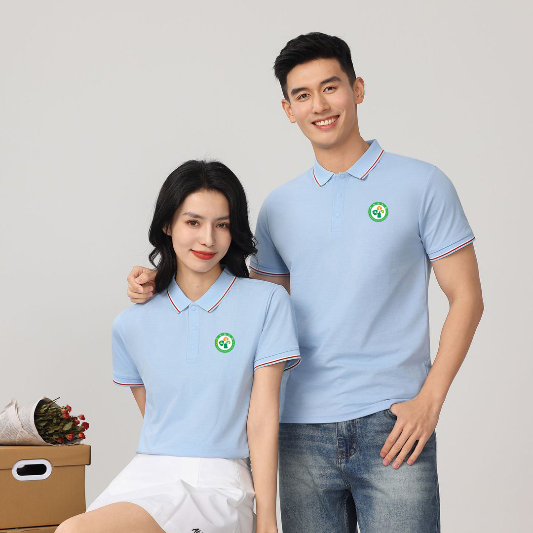 幼儿园教师园服老师夏季工作服定制早教托育班服蓝色polo衫女t恤
