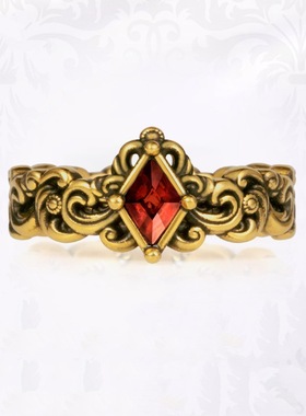 潮牌古金菱形皇冠戒指女镶嵌石榴锆石复古高级黑金小众设计