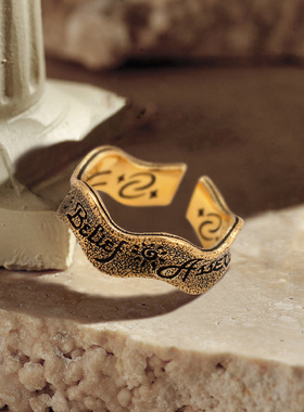 潮牌酷黑戒指女黑金戒指古金指环英文复古男女百搭原创