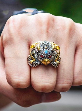 入魂级！惊艳无敌！金翅大鹏鸟戒指仓吉手工S925银戒复古宝石指环