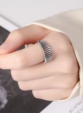 泰银复古活口戒指男女指环小众设计骨头骨节百搭手饰品可调节
