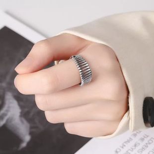 泰银复古活口戒指男女指环小众设计骨头骨节百搭手饰品可调节