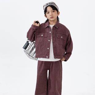 Singira儿童美式复古牛仔套装潮流保暖秋季软牛仔亲肤耐磨