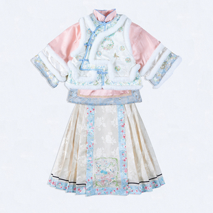 【专柜同款】Singira24冬女童拜年服婴儿绒保暖古风汉服裙三件套