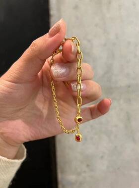 古法烧蓝素链手链黄金色设计高级