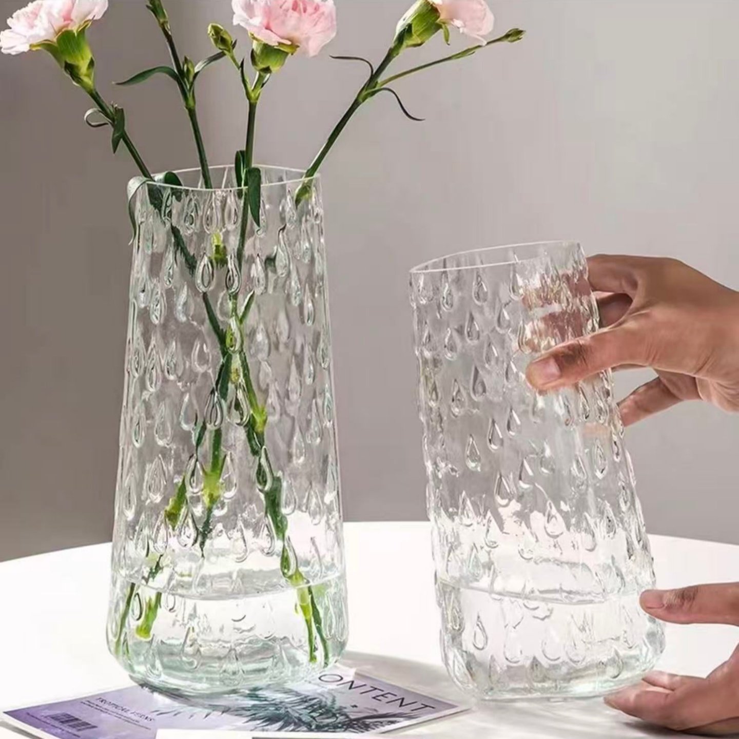 百纷蓝简约轻奢玻璃花瓶透明水养鲜花富贵竹客厅餐桌插花瓶摆件,鲜花速递/花卉仿真/绿植园艺,花瓶,淘宝优惠券,粉丝福利购,淘宝优惠卷