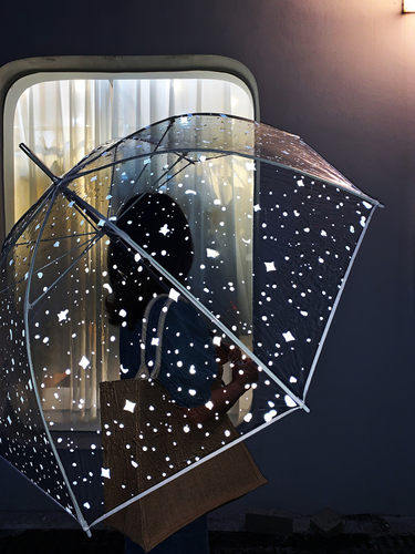 ins日系拱形长柄雨伞夜光女神