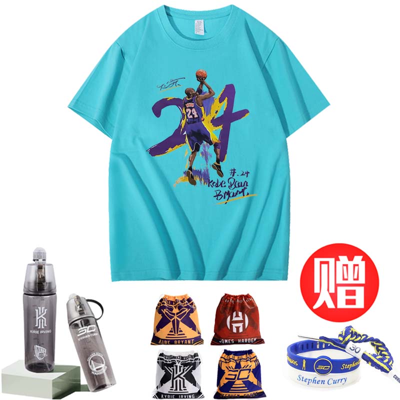 科比纪念短袖T恤男kobe黑曼巴24号球衣纯棉宽松美式篮球运动训练