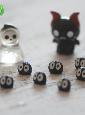 幸福海藻球微景观生态瓶DIY造景树脂玩偶小黑煤虫白龙猫叽喳摆件