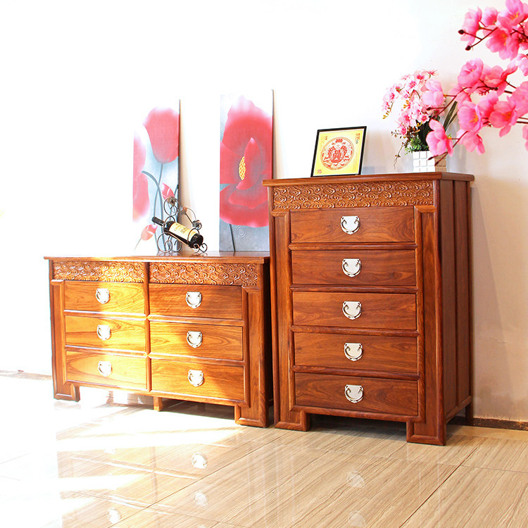 现代新中式刺猬紫檀斗柜京瓷实木花梨木苏梨卧室电视柜收纳柜整装