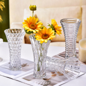 小蛮腰透明玻璃花瓶摆件客厅插花高级感水晶轻奢现代鲜花玫瑰百合