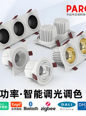 百戏智能嵌入式射灯DMX512可控硅0-10V调光调色DALI大功率天花灯