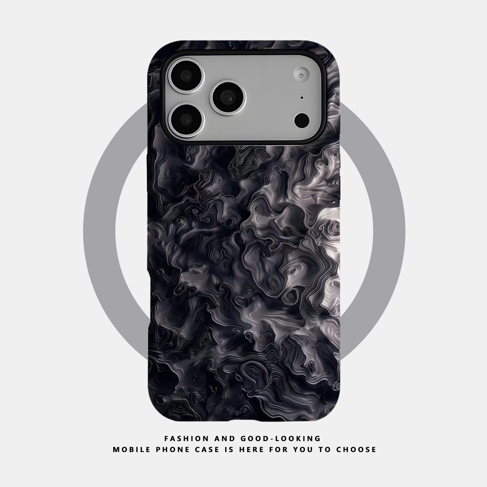 机绘主义适用苹果iPhone17ProMax手机壳16 15 14Plus13 12 11Pro二合一磁吸新款防摔XsMax保护套国潮黑色花纹